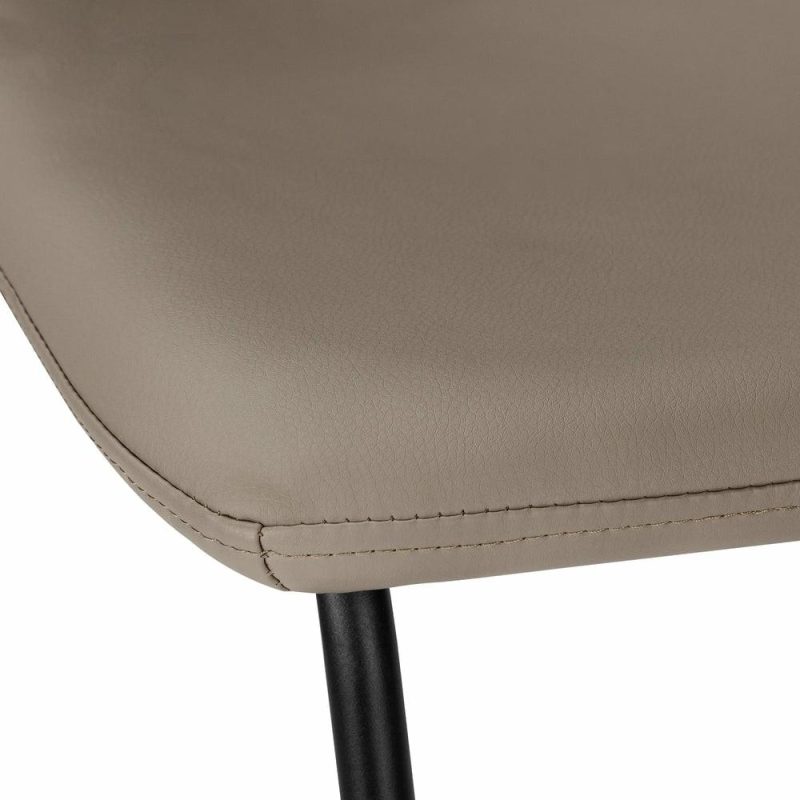 Curved Backrest Taupe Leather-Look Black Bar Stool Bar Stools