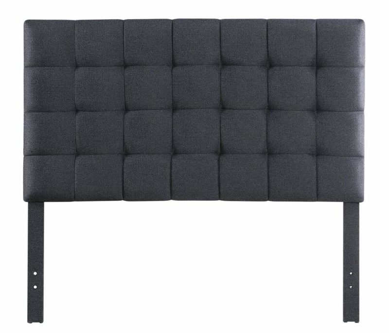 Dani Upholstered Adjustable Headboard In Grey Fabric, Tufted – Full Size Bedroom