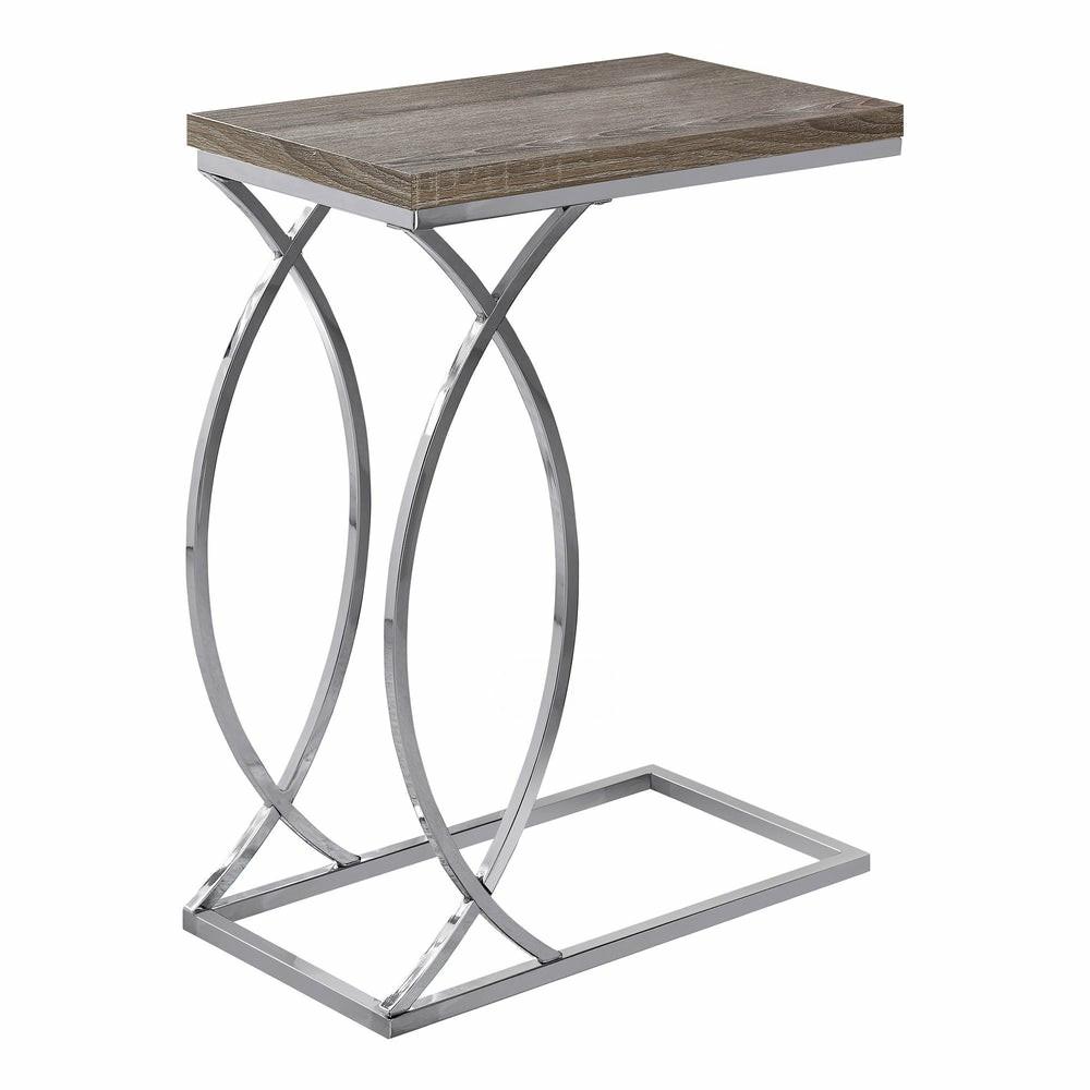 Dark Taupe With Chrome Metal Accent Table End Tables