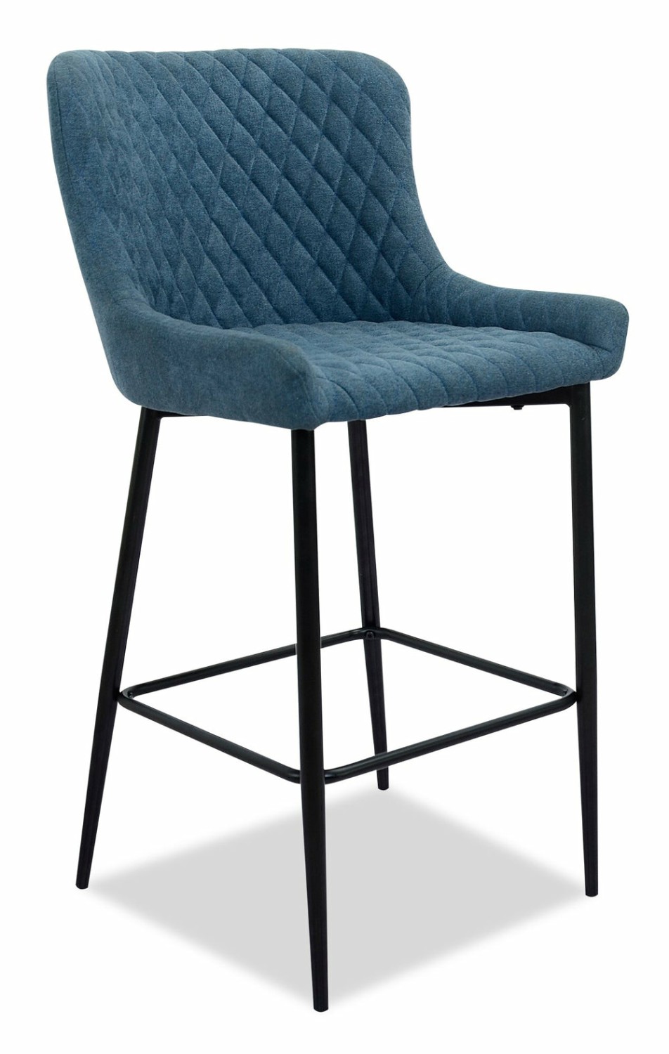 Demi Counter-Height Stool With Velvet-Like Fabric, Metal – Navy Bar Stools