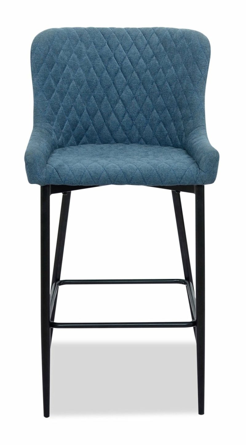 Demi Counter-Height Stool With Velvet-Like Fabric, Metal – Navy Bar Stools