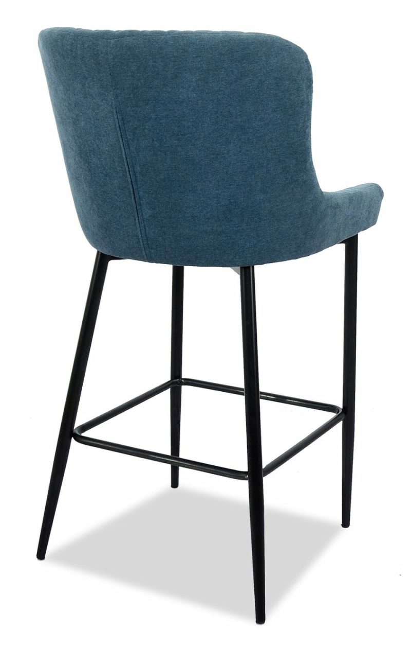 Demi Counter-Height Stool With Velvet-Like Fabric, Metal – Navy Bar Stools