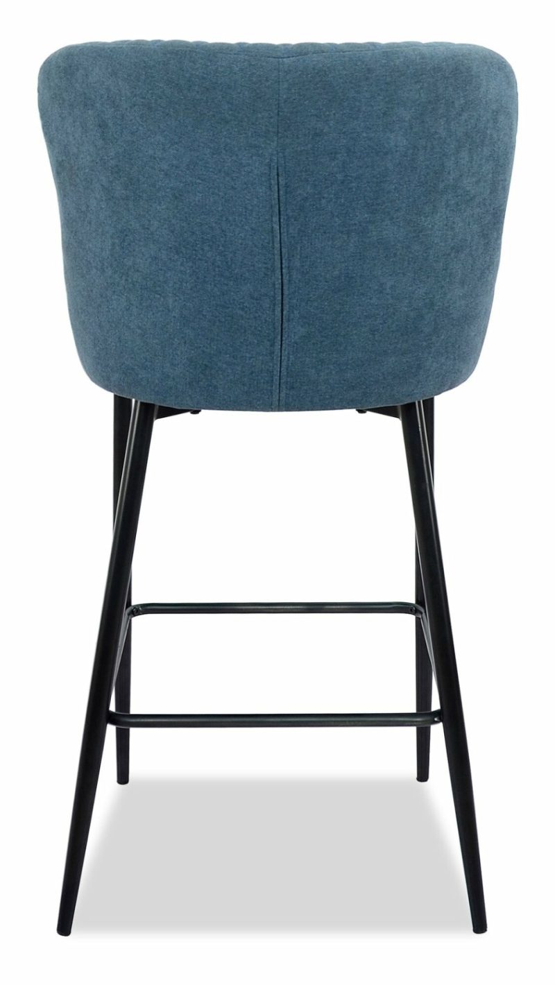 Demi Counter-Height Stool With Velvet-Like Fabric, Metal – Navy Bar Stools