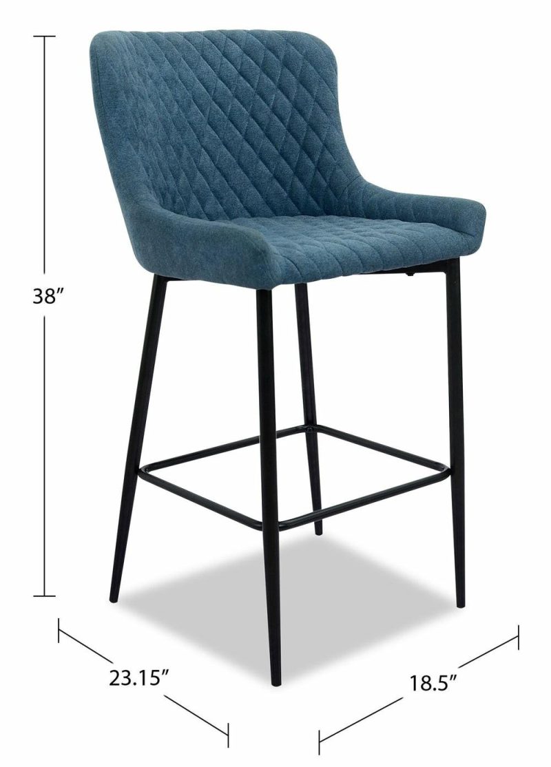 Demi Counter-Height Stool With Velvet-Like Fabric, Metal – Navy Bar Stools