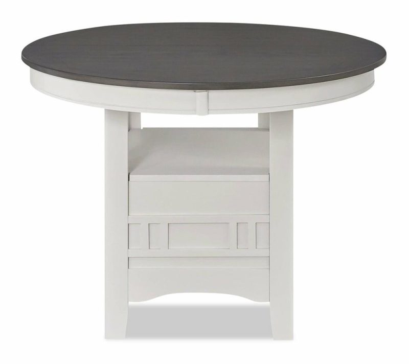 Dena Dining Table With 42-60″W Extension, Round  – Dove Grey Dining Room