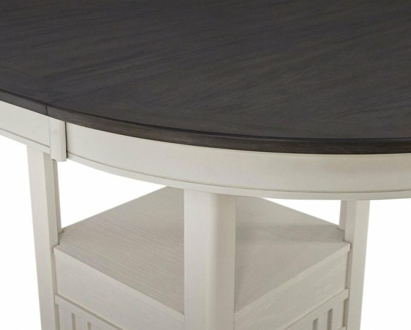 Dena Dining Table With 42-60″W Extension, Round  – Dove Grey Dining Room