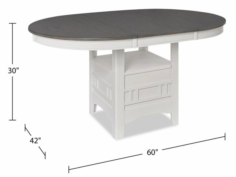 Dena Dining Table With 42-60″W Extension, Round  – Dove Grey Dining Room