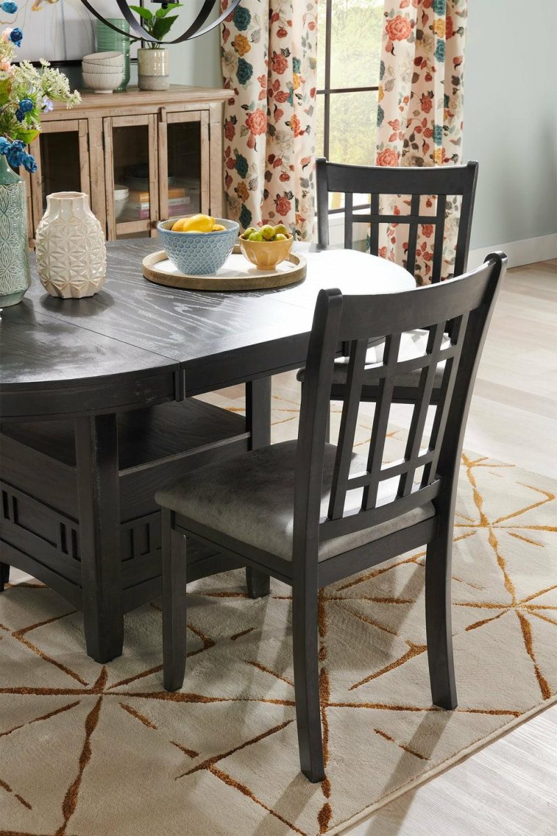 Dena Dining Table With 42-60″W Extension, Round  – Grey Dining Room