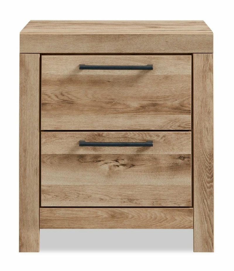 Derekson Bedside 2-Drawer Nightstand With Usb Ports, 21.7″W X 24.4″H – Natural Bedroom