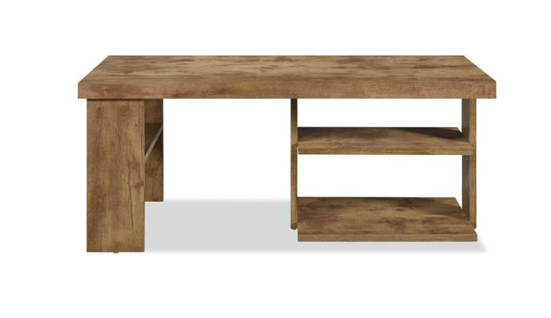 Devon 43.3″ Rustic Coffee Table With Shelf – Light Pine Finish Wood Coffee Tables