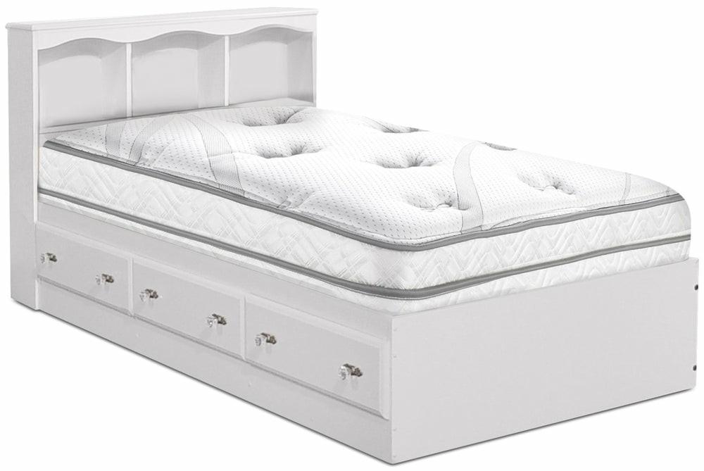 Diamond Dreams Mates Bed With Bookcase Headboard Set For Kids, White – Twin Size Bedroom