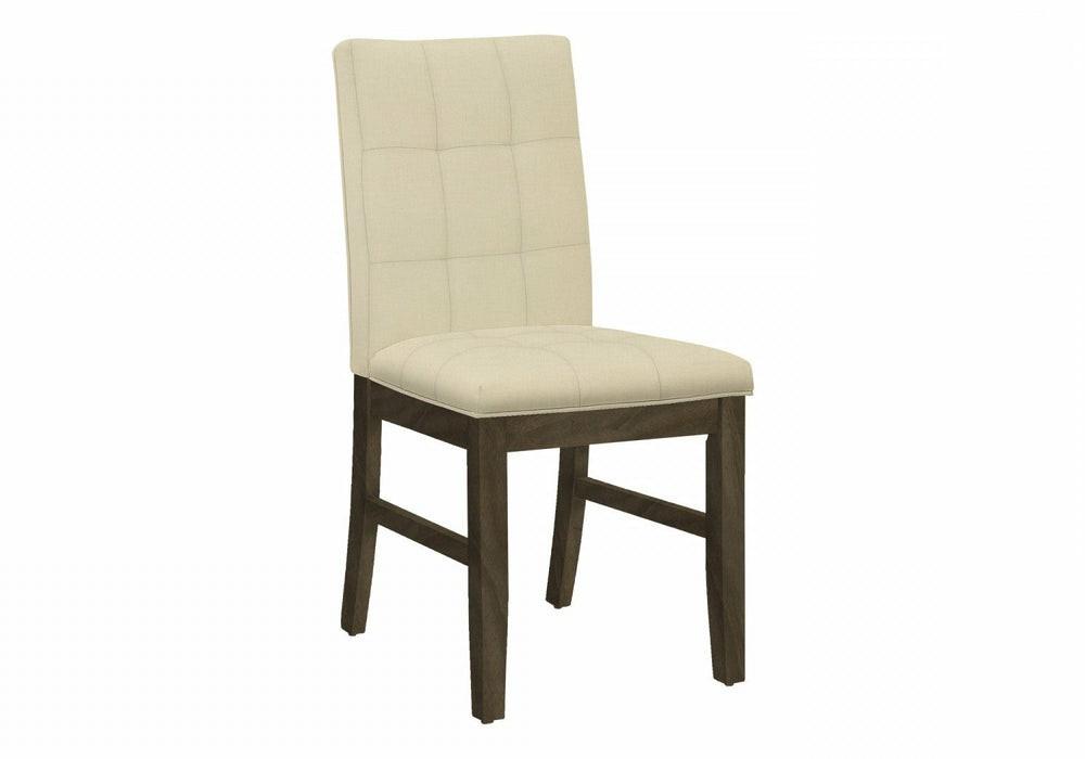 Dining Chair Set Of 2 Dining Room Kitchen Cream Fabric Grey Solid Wood Transitional Dining Chairs