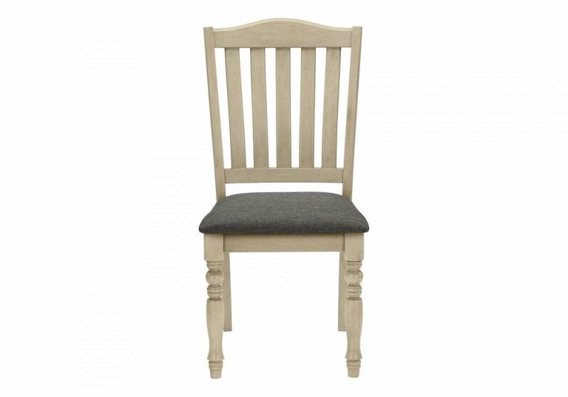 Dining Chair Set Of 2 Dining Room Kitchen Side Antique Grey Fabric Wood Legs Transitional Dining Chairs