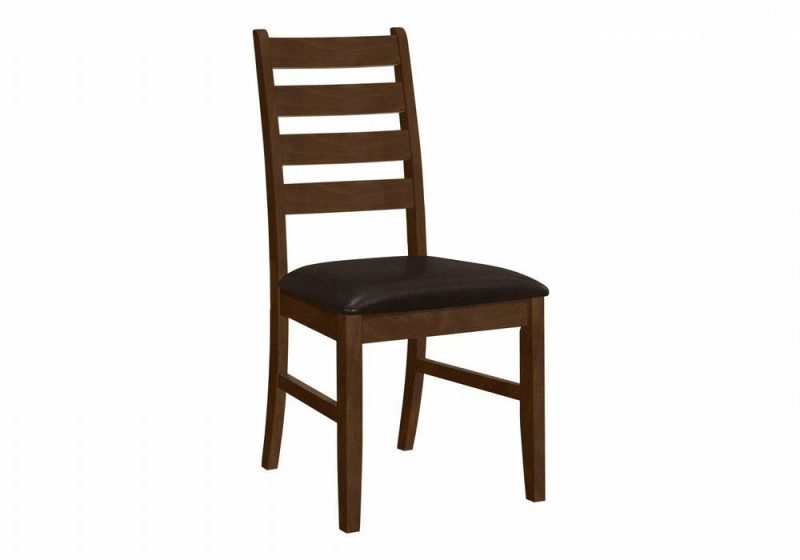 Dining Chair Set Of 2 Dining Room Kitchen Side Brown Solid Wood Brown-Leather Look Transitional Dining Chairs