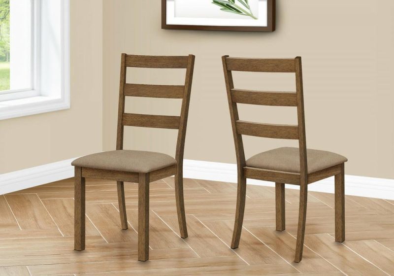 Dining Chair Set Of 2 Kitchen Dining Room Brown Fabric Walnut Wood Legs Transitional Dining Chairs