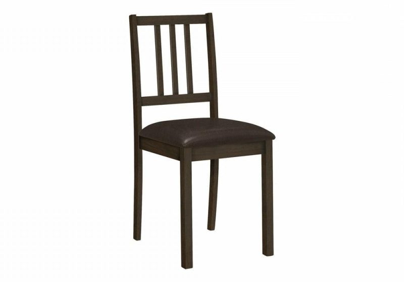 Dining Chair Set Of 2 Kitchen Dining Room Brown Leather-Look Brown Wood Legs Transitional Dining Chairs