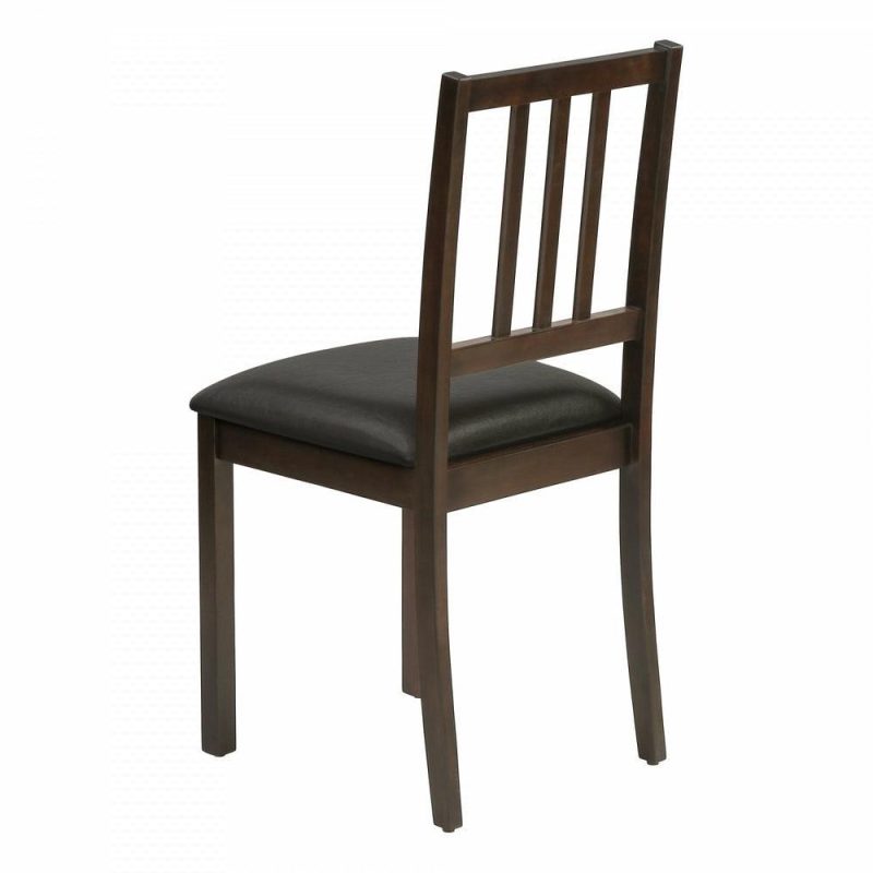 Dining Chair Set Of 2 Kitchen Dining Room Brown Leather-Look Brown Wood Legs Transitional Dining Chairs