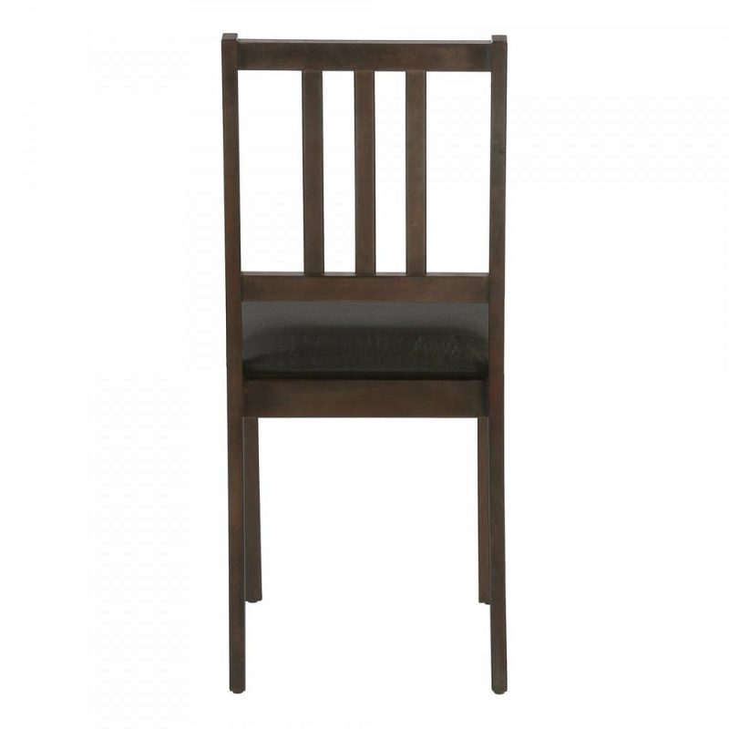 Dining Chair Set Of 2 Kitchen Dining Room Brown Leather-Look Brown Wood Legs Transitional Dining Chairs