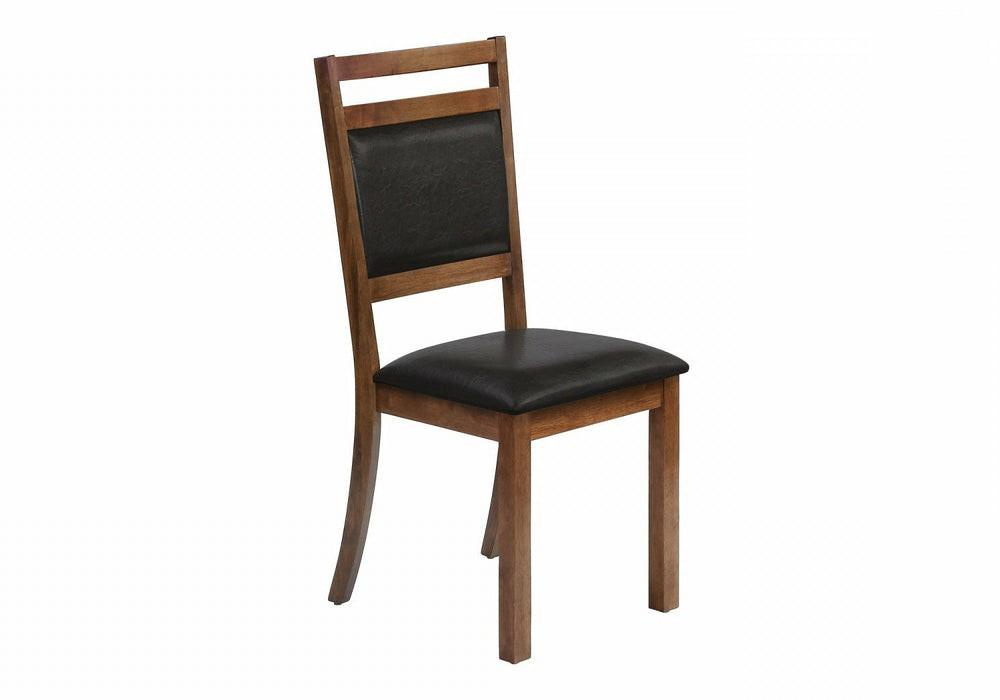 Dining Chair Set Of 2 Kitchen Dining Room Brown Leather-Look Walnut Wood Legs Transitional Dining Chairs