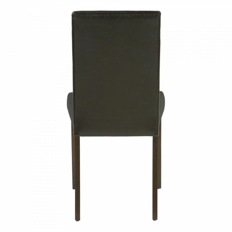 Dining Chair Set Of 2 Kitchen Dining Room Brown Leather-Look Wood Legs Transitional Dining Chairs