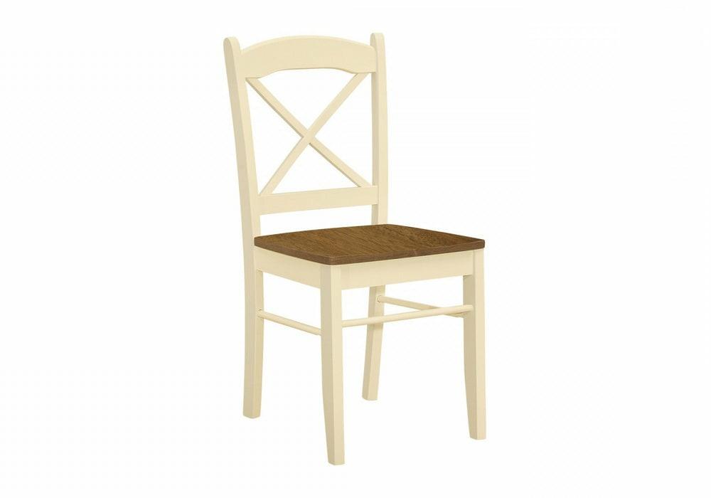 Dining Chair Set Of 2 Kitchen Dining Room Oak & Cream Wood Legs Transitional Dining Chairs