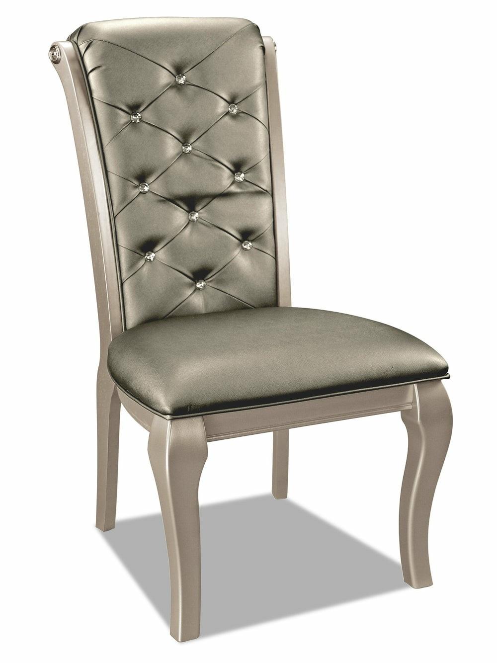 Diva Dining Chair With Vegan-Leather Fabric, Button Tufted – Silver Grey Dining Chairs