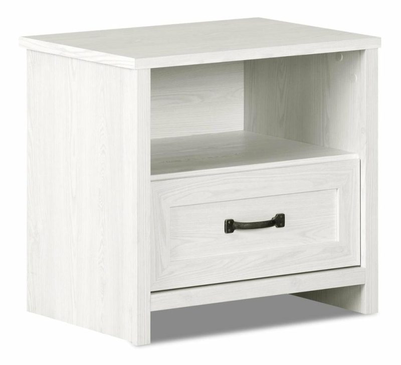 Dove Bedside 1-Drawer Nightstand, 23.8″W X 22.5″H, Made In Canada – White Bedroom