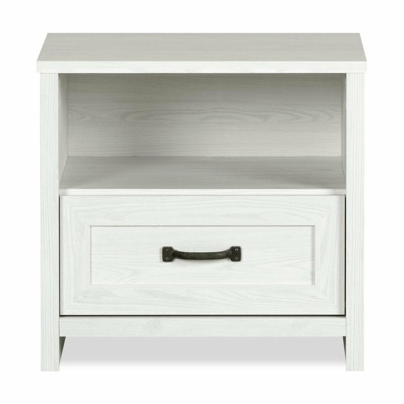 Dove Bedside 1-Drawer Nightstand, 23.8″W X 22.5″H, Made In Canada – White Bedroom