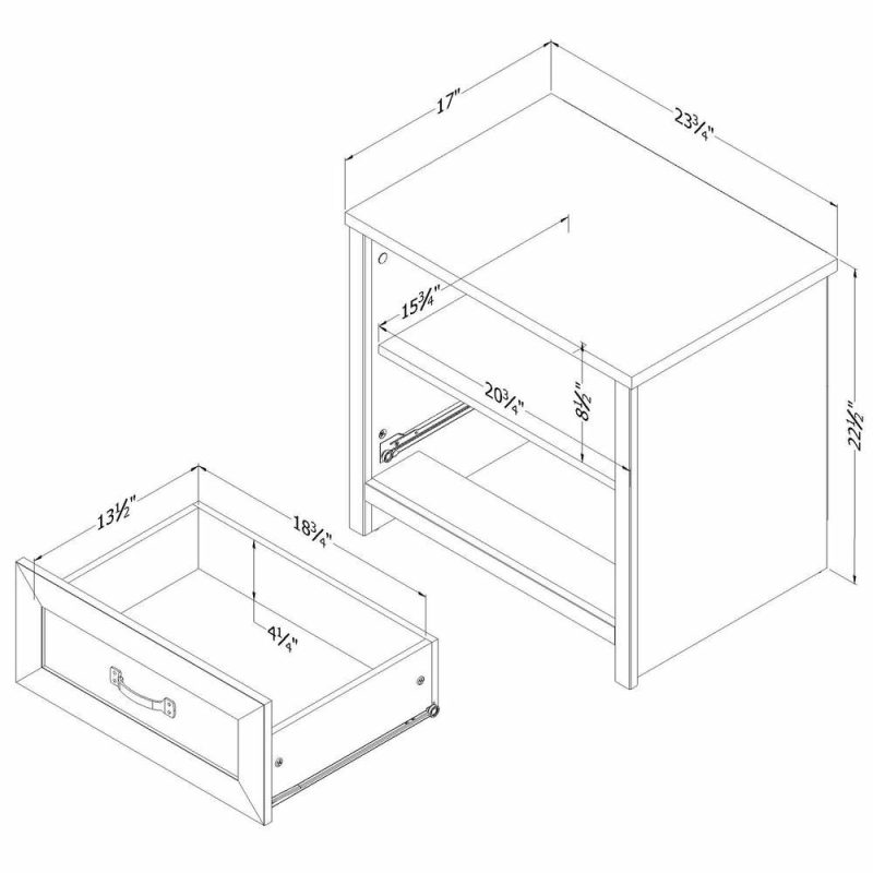 Dove Bedside 1-Drawer Nightstand, 23.8″W X 22.5″H, Made In Canada – White Bedroom