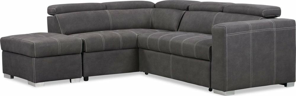 Drake 3-Piece Faux Suede Left-Facing Sleeper Sectional – Cement Furniture