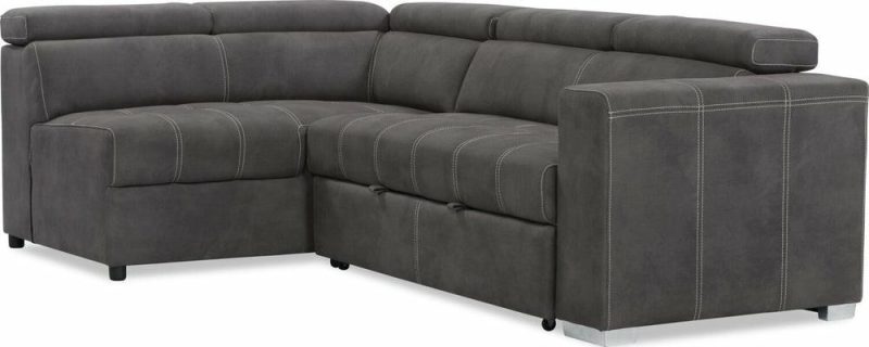 Drake 3-Piece Faux Suede Left-Facing Sleeper Sectional – Cement Furniture