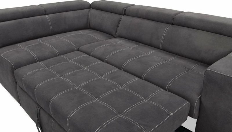 Drake 3-Piece Faux Suede Left-Facing Sleeper Sectional – Cement Furniture