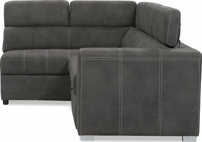 Drake 3-Piece Faux Suede Left-Facing Sleeper Sectional – Cement Furniture