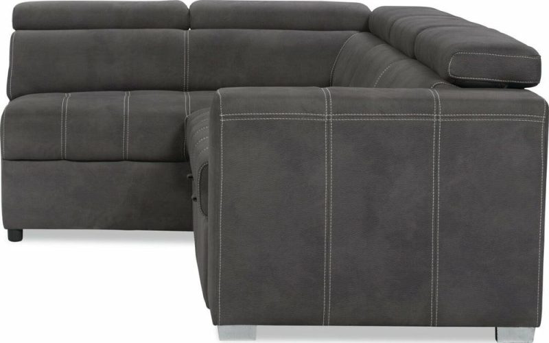 Drake 3-Piece Faux Suede Left-Facing Sleeper Sectional – Cement Furniture