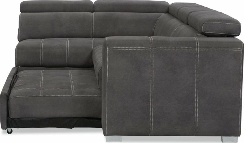 Drake 3-Piece Faux Suede Left-Facing Sleeper Sectional – Cement Furniture