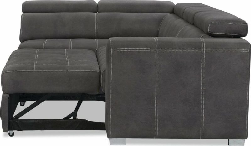 Drake 3-Piece Faux Suede Left-Facing Sleeper Sectional – Cement Furniture