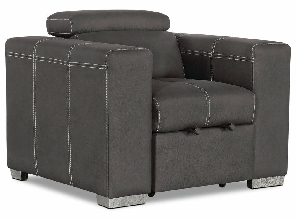 Drake Faux Suede Chair With Pull-Out Ottoman – Cement Furniture