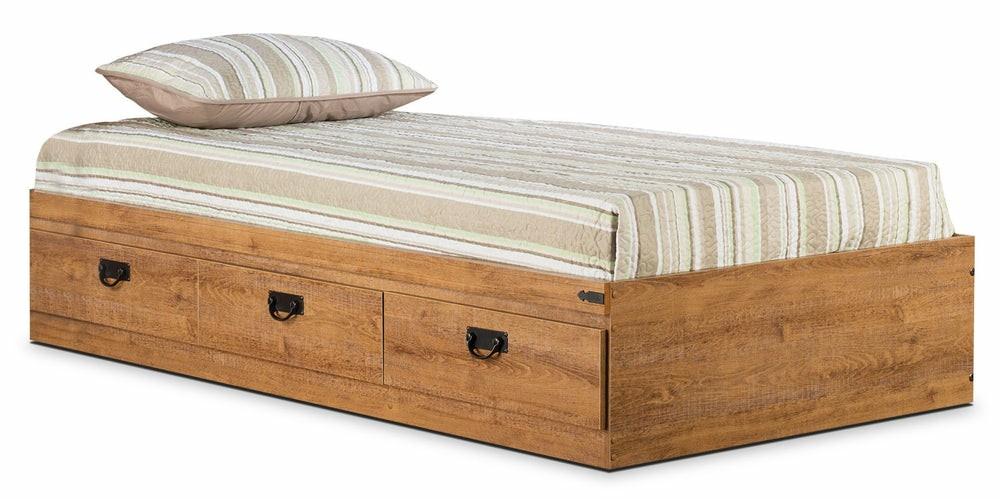 Driftwood Mates Bed With 3-Drawer Storage For Kids, Brown – Twin Size Bedroom