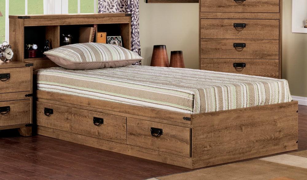 Driftwood Mates Bed With Bookcase Headboard Set For Kids, Brown – Full Size Bedroom