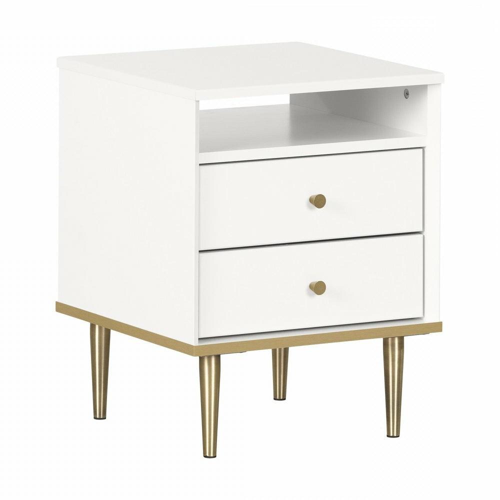 Dylane 2-Drawer Nightstand – Pure White Bedroom