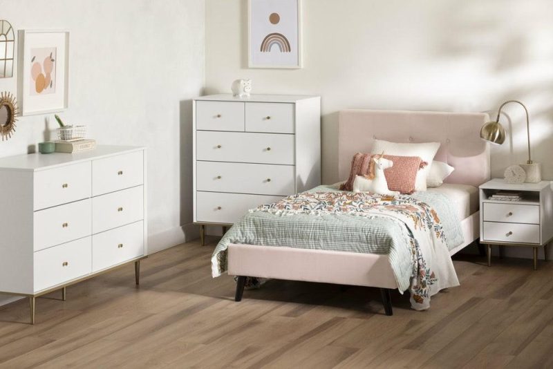 Dylane 2-Drawer Nightstand – Pure White Bedroom