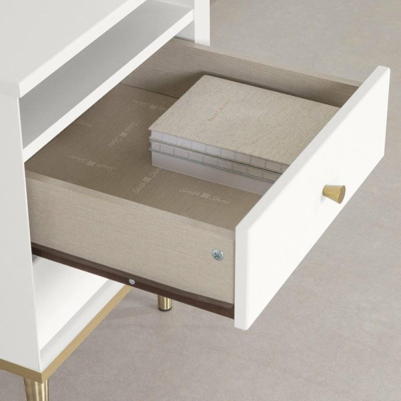 Dylane 2-Drawer Nightstand – Pure White Bedroom