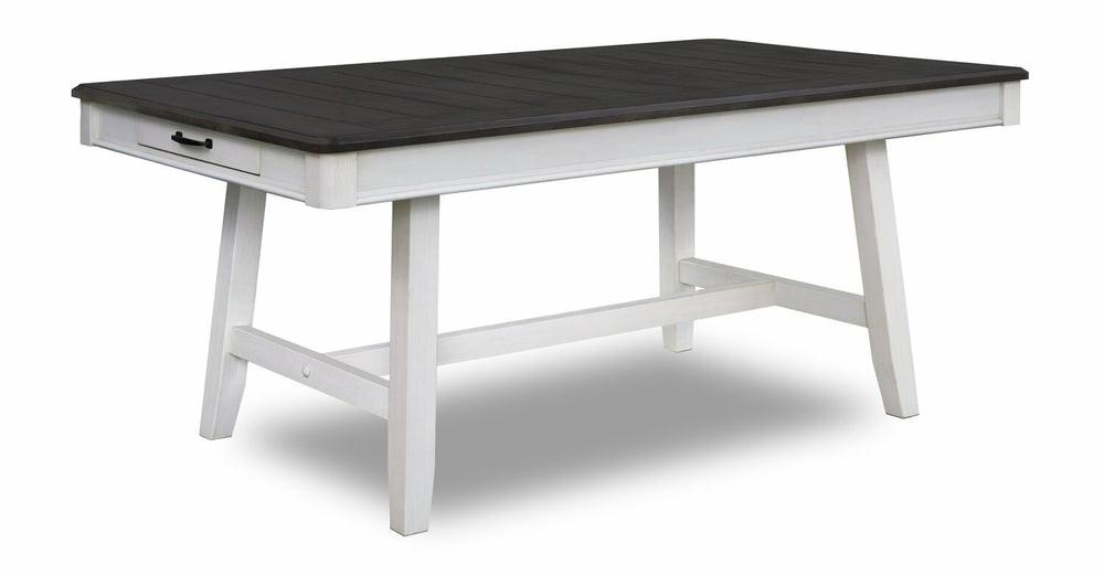 Echo Dining Table With Storage Drawers, Wood, Trestle Base, 70″W – White/Grey Dining Room