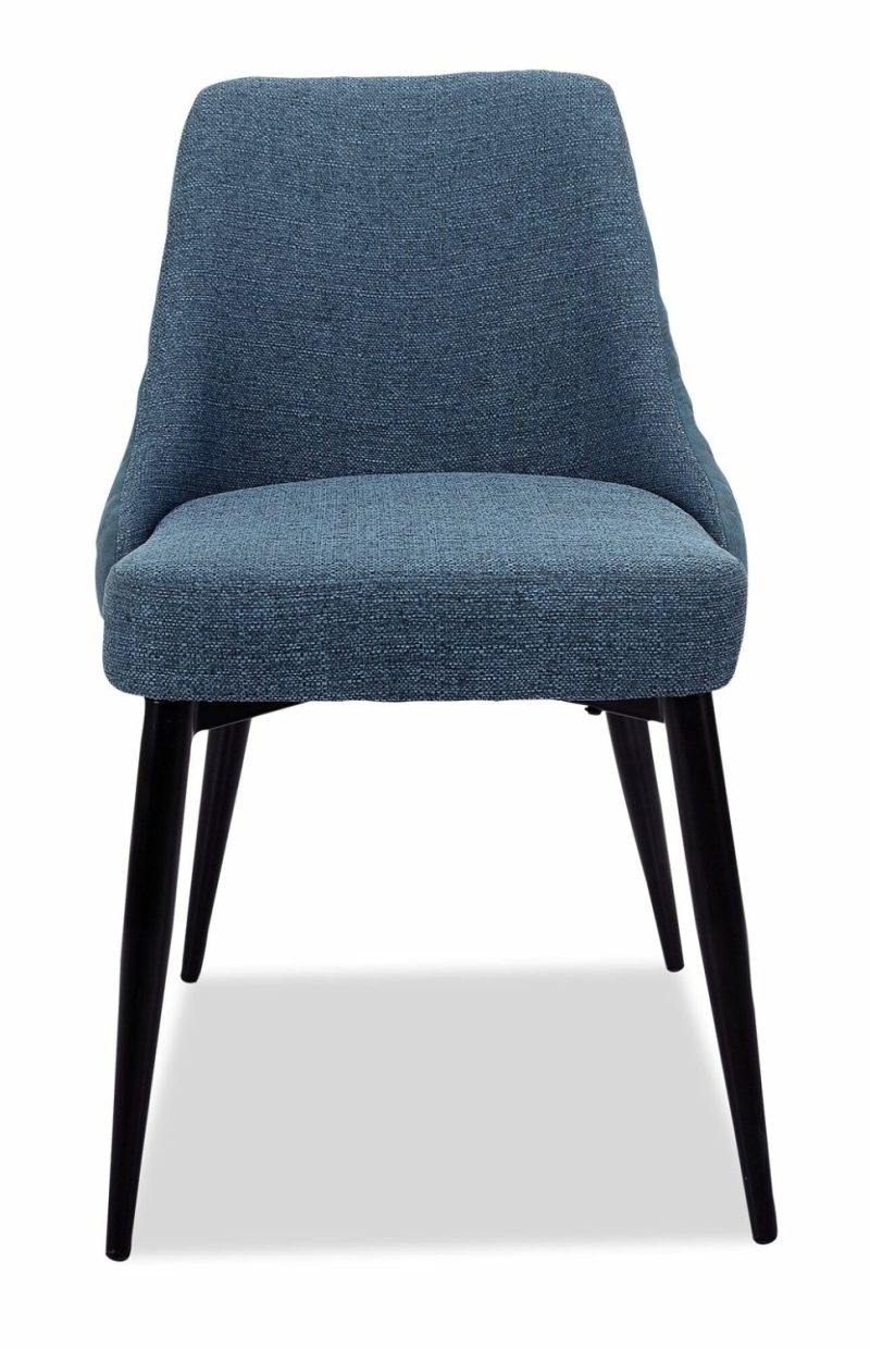 Eden Dining Chair With Linen-Look Fabric, Metal – Blue Accent Chairs