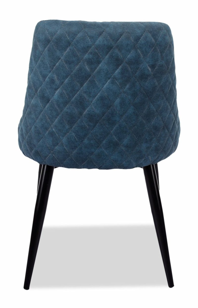 Eden Dining Chair With Linen-Look Fabric, Metal – Blue Accent Chairs