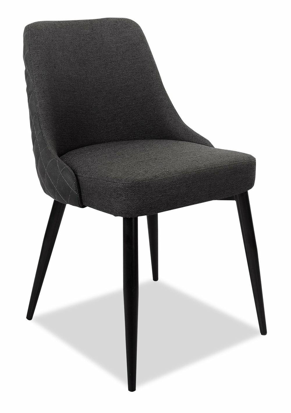 Eden Dining Chair With Linen-Look Fabric, Metal – Charcoal Accent Chairs