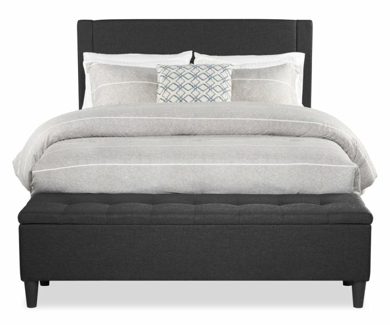 Eden Upholstered Storage Bed In Charcoal Fabric, Tufted – Full Size Bedroom