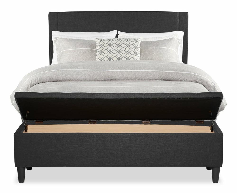 Eden Upholstered Storage Bed In Charcoal Fabric, Tufted – Queen Size Bedroom