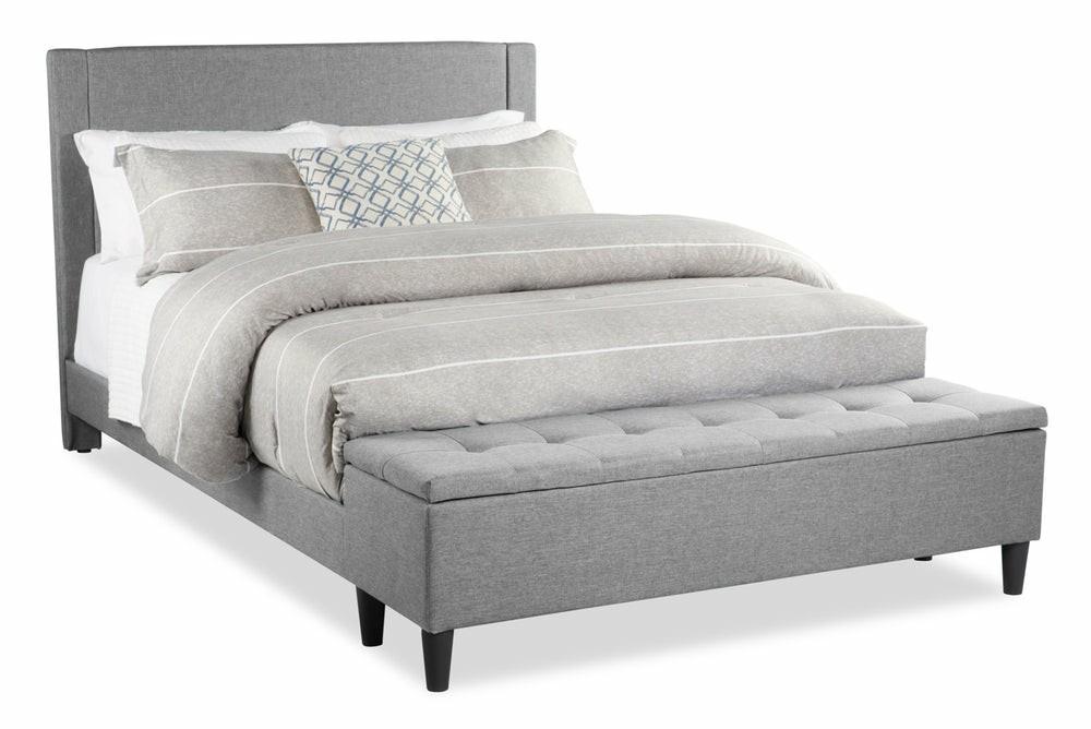 Eden Upholstered Storage Bed In Grey Fabric, Tufted – Full Size Bedroom