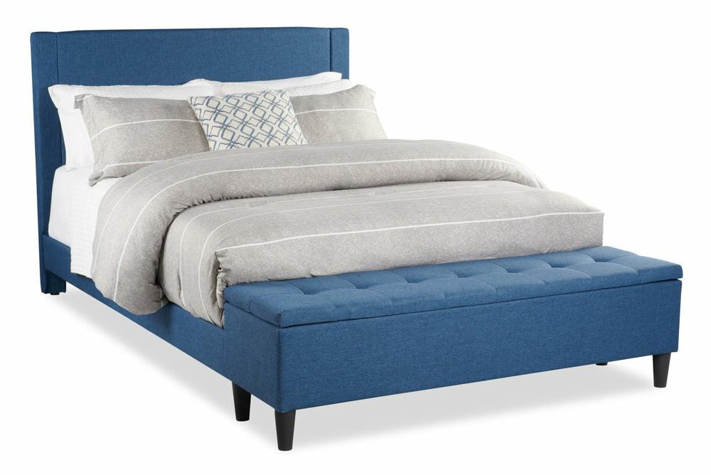 Eden Upholstered Storage Bed In Navy Fabric, Tufted – Full Size Bedroom